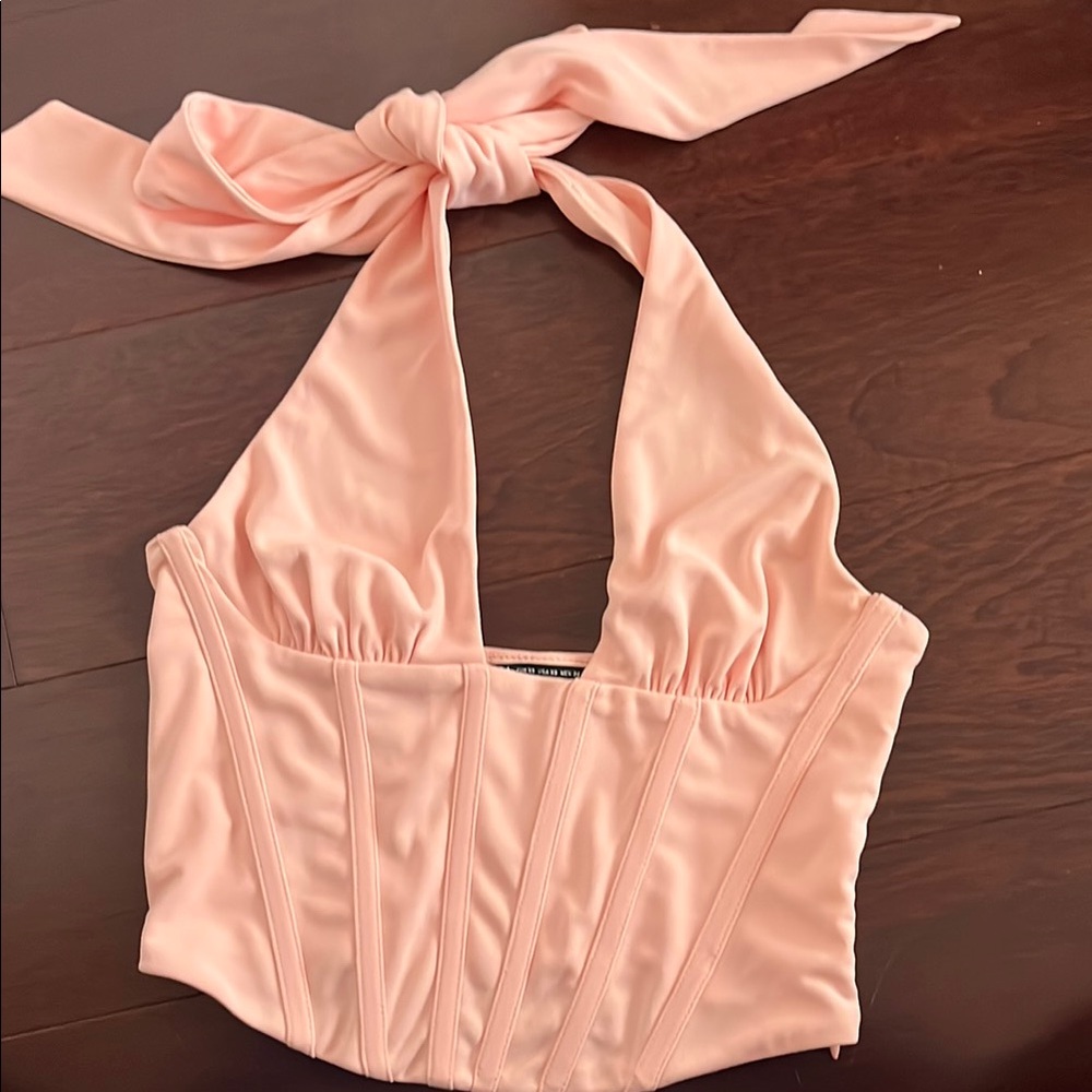 Zara pink corset halter top